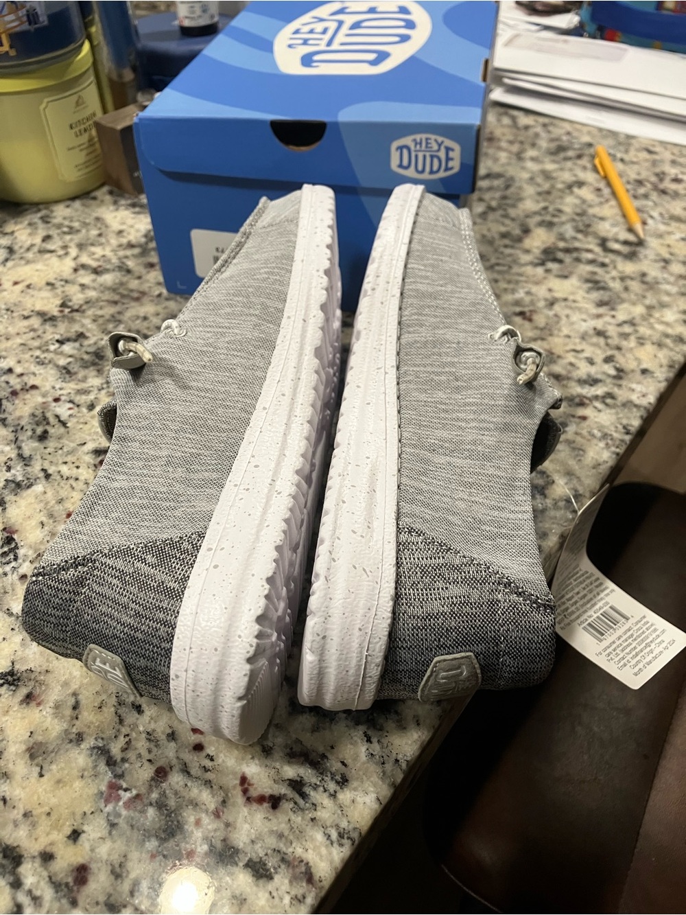 Hey Dude women’s Lightweight Grey Canvas Slip-On Sneakers - Picture 4 of 5